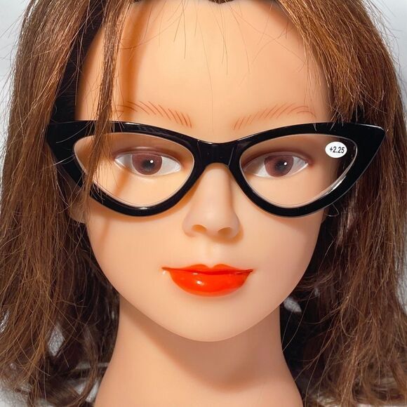 1340 Emma Cateye Reading Glasses 2.25 Black Readers NWT - Picture 1 of 9